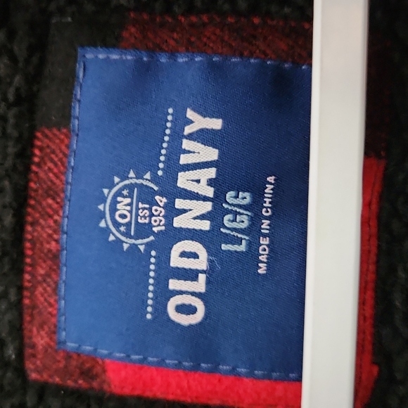 Old Navy, Mens, Large, Red&Black Plaid Jacket, Top Half Thick Fleece - Picture 12 of 13